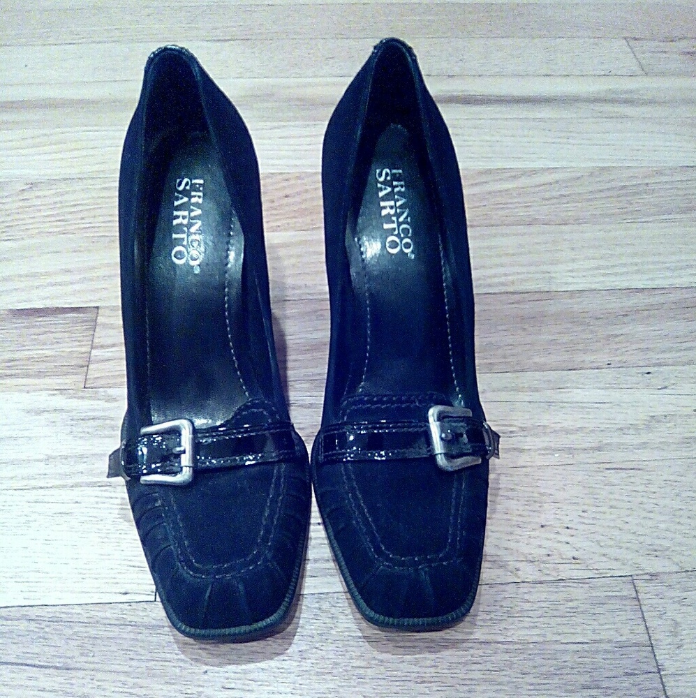 Franco Sarto Black Buckle Pumps - Picture 1 of 5